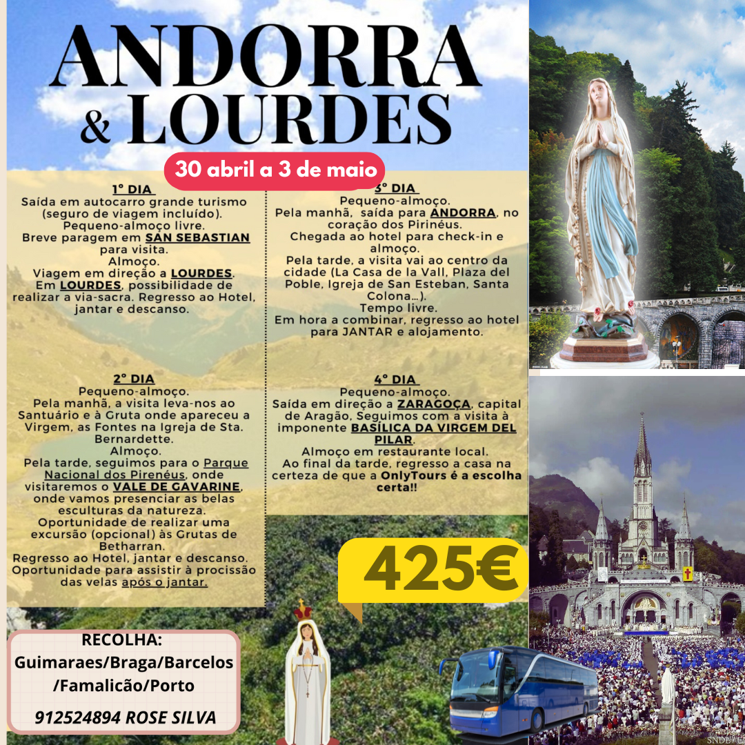 ANDORRA E LOURDES -  30 abril a 3 de maio 20026