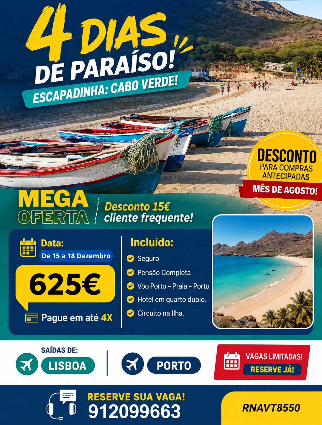 CABO VERDE de 15 a18 DEZEMBRO 625€